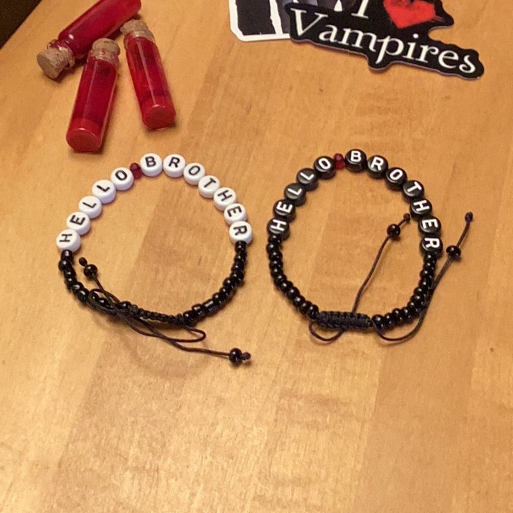 Hello Brother -TVD inspired friendship bracelet adjustable men woman black white